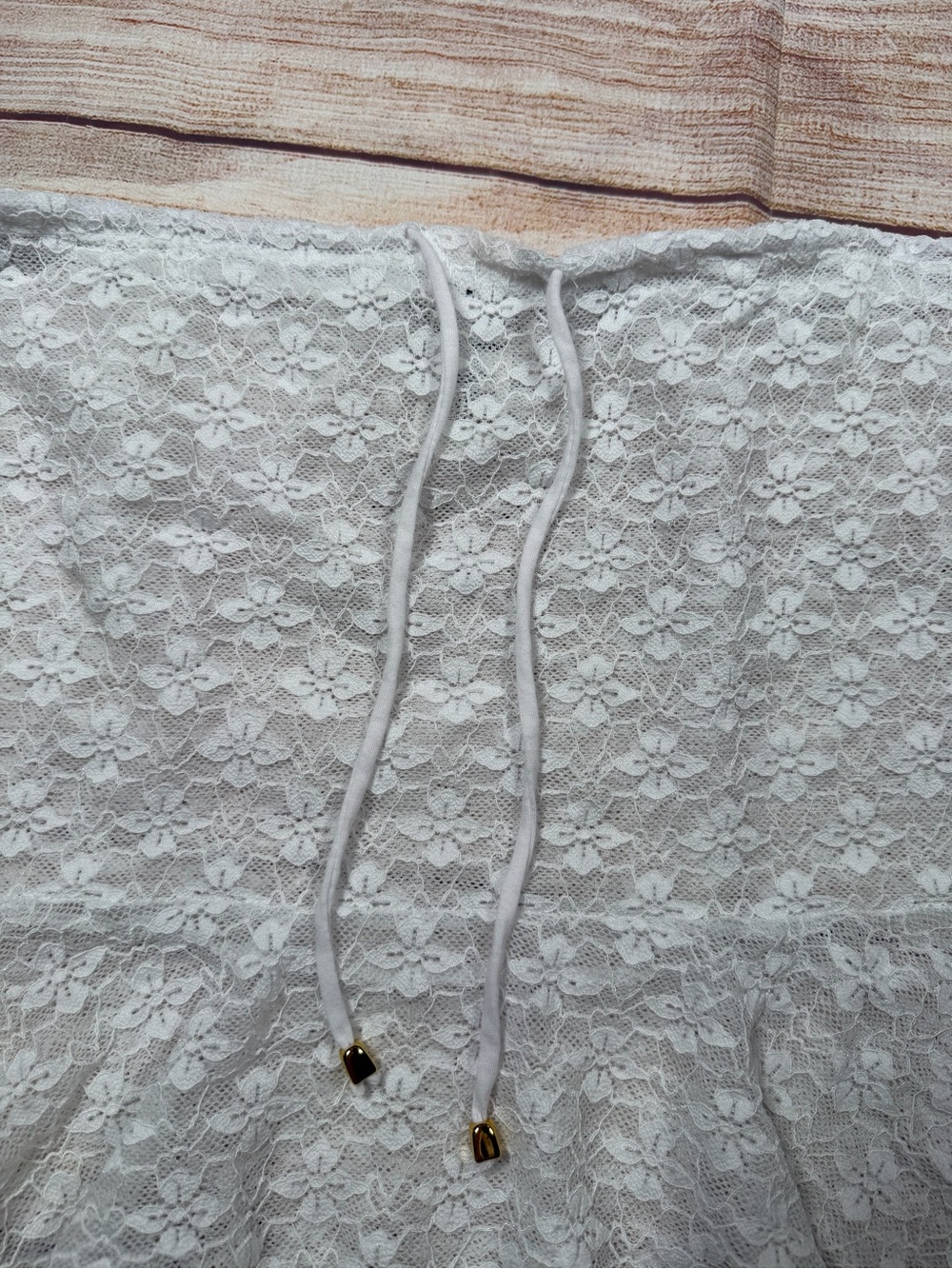 White‎ Lace Sheer Swim Skirt Coverup Sarong with Ruffle Hem